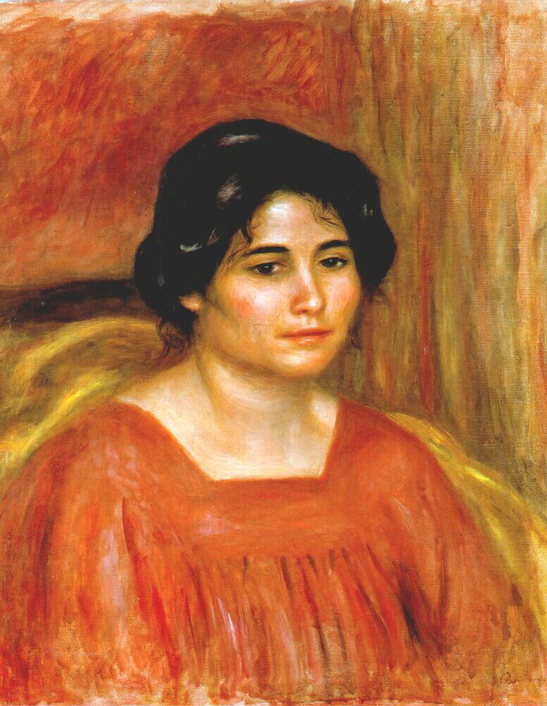 Gabrielle in a Red Blouse - Pierre-Auguste Renoir painting on canvas